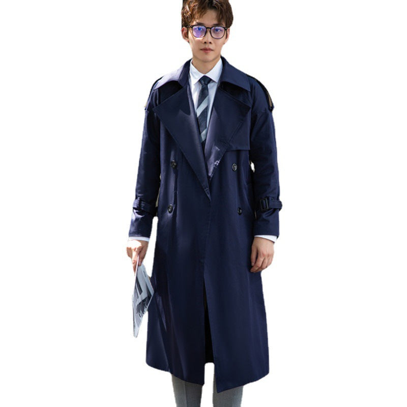 Herren Doppelreihiger Trenchcoat mit Taillengürtel und Epauletten Nord Taschen