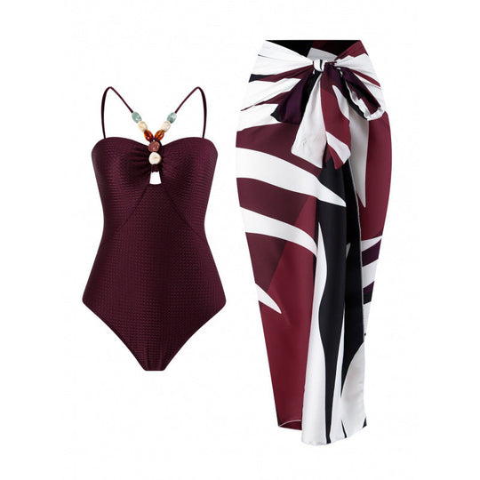 Damen Bandeau-Badeanzug mit asymmetrischem Rock