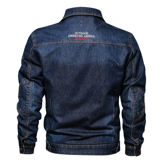 Herren Jeansjacke im Vintage-Stretch-Denim mit Kontrastnähten und Brusttaschen Nord Taschen