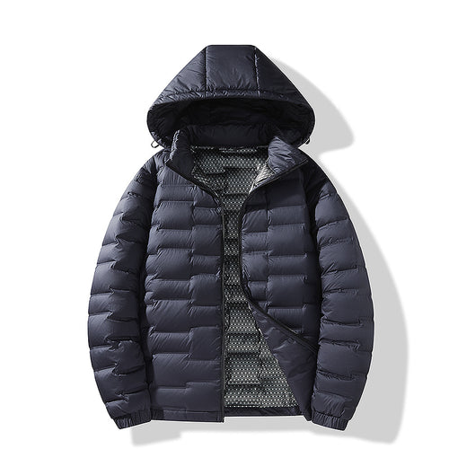 Herren Ultraleichte Steppjacke mit Kapuze und Thermofutter Nord Taschen