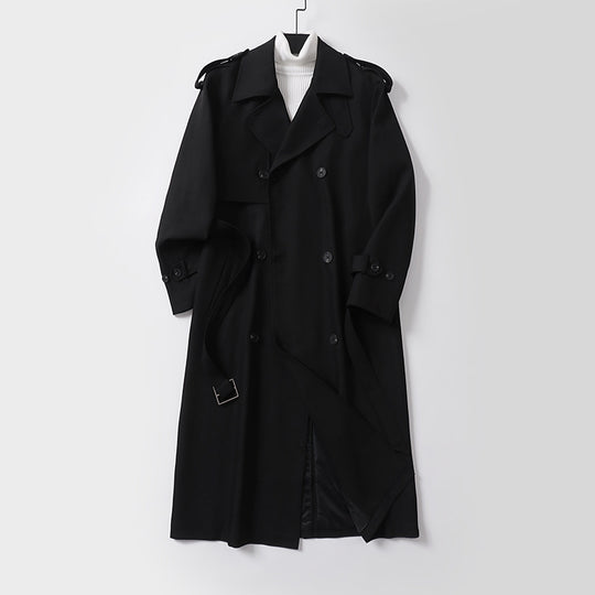 Damen klassischer Doppelreihiger Trenchcoat mit Taillengürtel und Schalkragen Nord Taschen