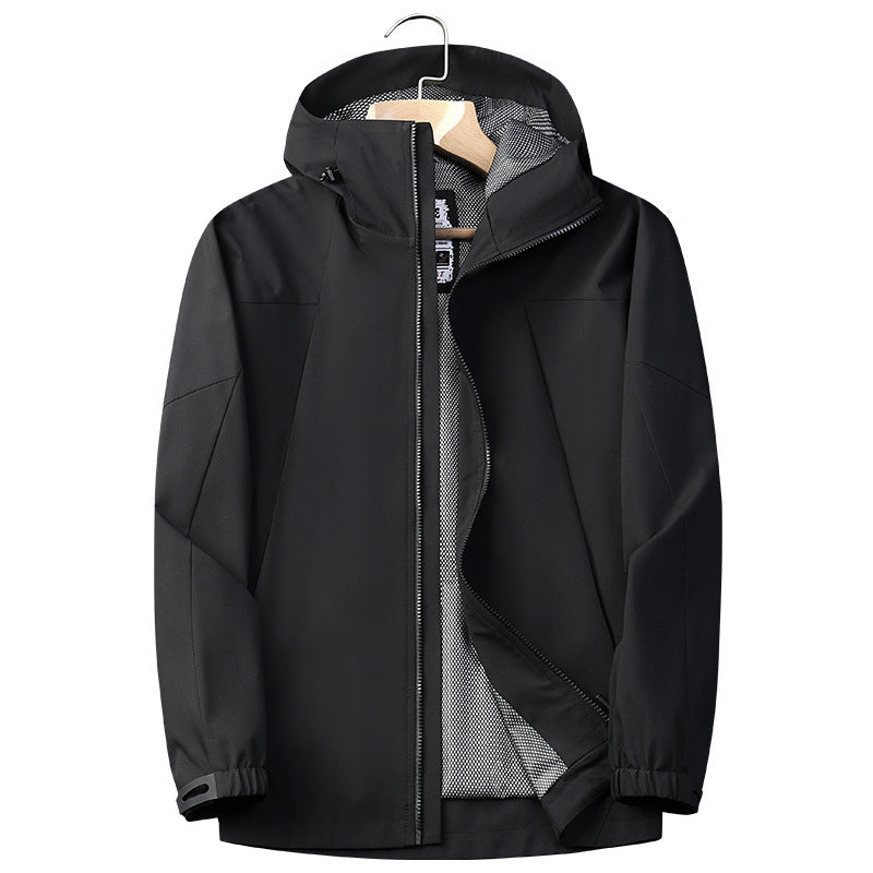 Herren Softshell Regen- und Übergangsjacke mit Kapuze, winddichter Membran und atmungsaktivem Meshfutter Nord Taschen