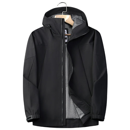 Herren Softshell Regen- und Übergangsjacke mit Kapuze, winddichter Membran und atmungsaktivem Meshfutter Nord Taschen