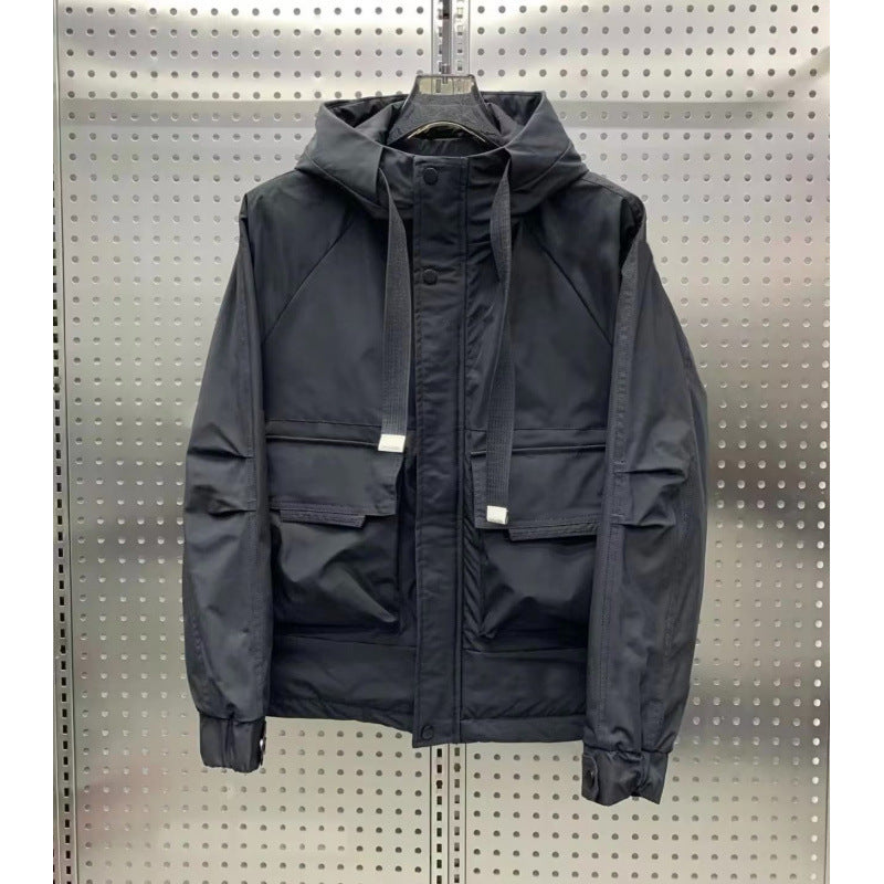 Herren Leichte Utility-Jacke mit Kapuze, mehreren Pattentaschen und verdecktem Reißverschluss Nord Taschen