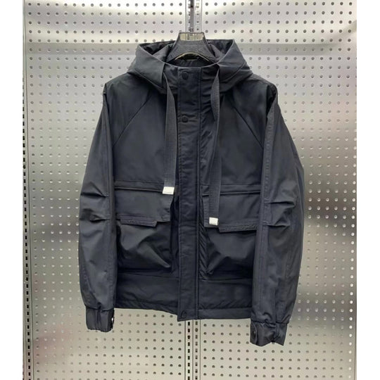 Herren Leichte Utility-Jacke mit Kapuze, mehreren Pattentaschen und verdecktem Reißverschluss Nord Taschen