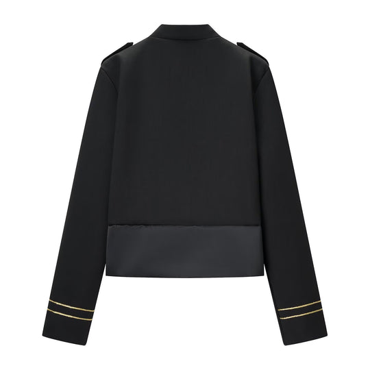 Damen Militärisch inspirierte Kurzjacke mit Goldkordel‑Applikation und Stehkragen Nord Taschen