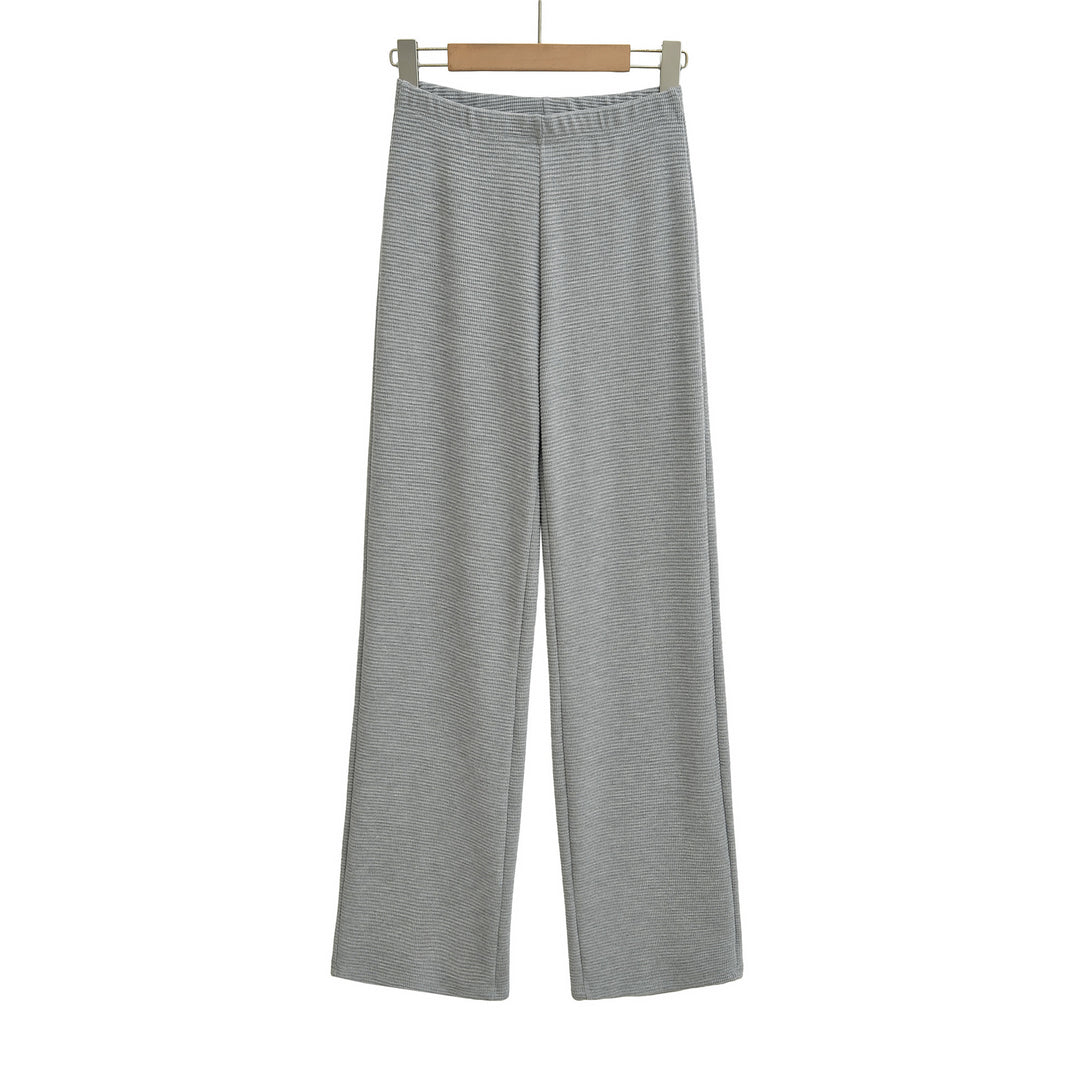 Damen Weite Strickhose mit Waffelstruktur und hohem Bund Nord Taschen