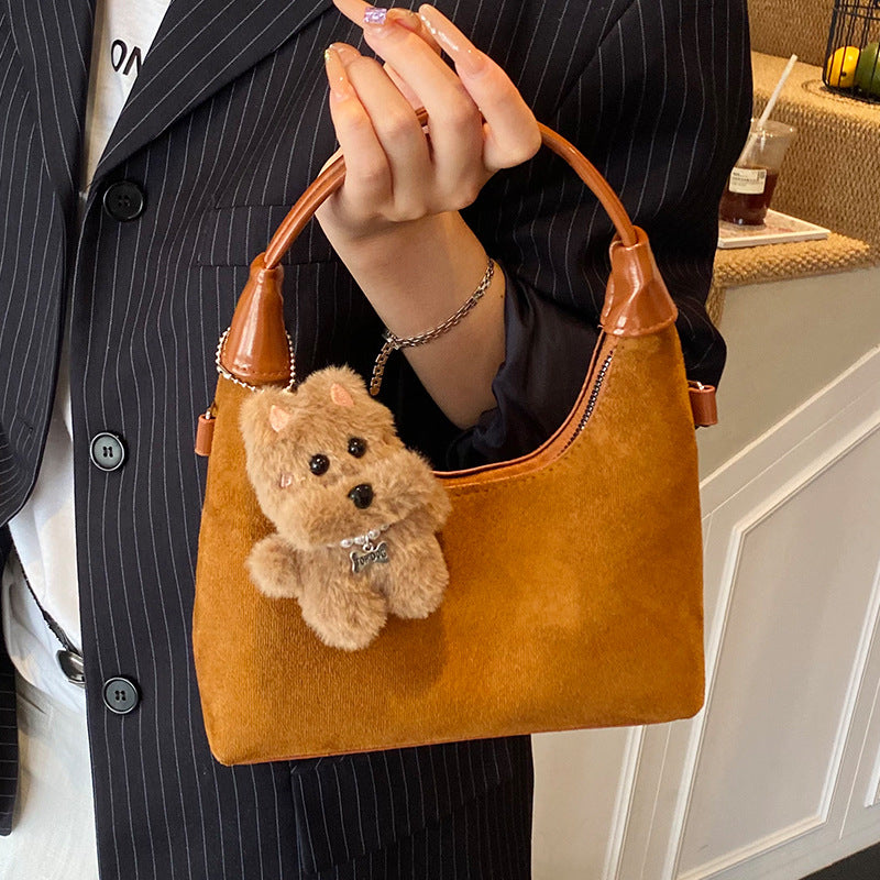 Damen Kuschel Tasche mit abnehmbarem Plüsch Anhänger Nord Taschen