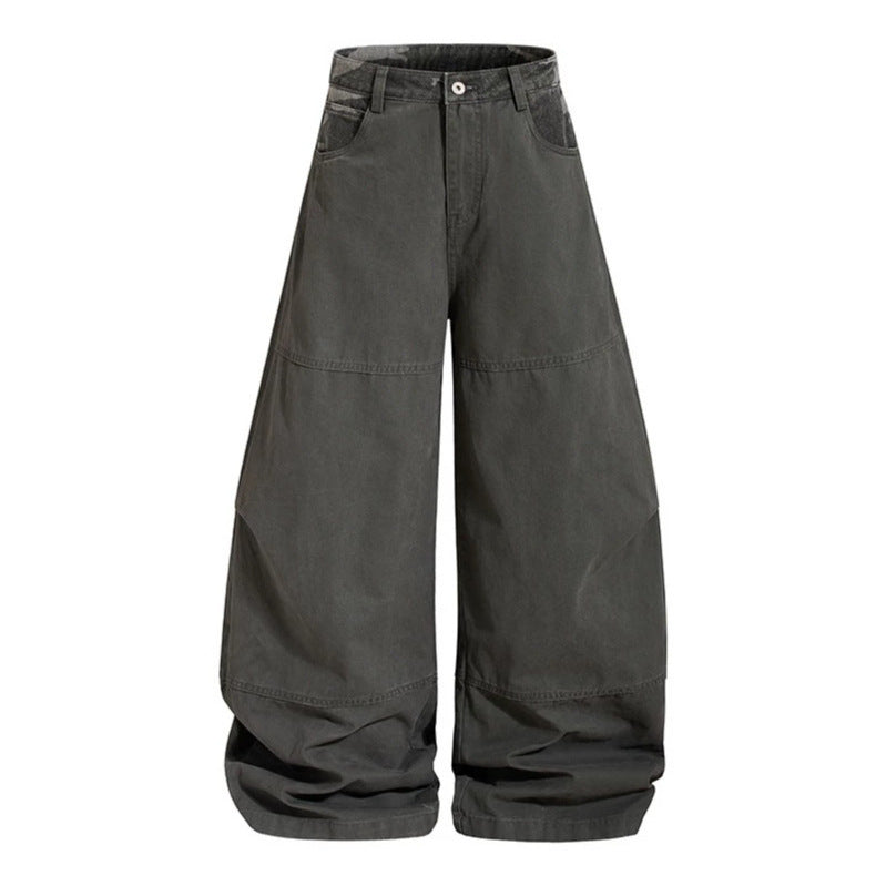 Damen weite Palazzohose aus Baumwolle mit Camouflage-Bund und Utility-Nähten Nord Taschen