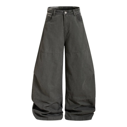 Damen weite Palazzohose aus Baumwolle mit Camouflage-Bund und Utility-Nähten Nord Taschen