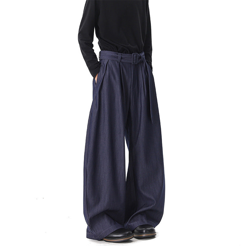 Damen Weite Paperbag-Hose mit hohem Bund, Falten und Taillengürtel Nord Taschen