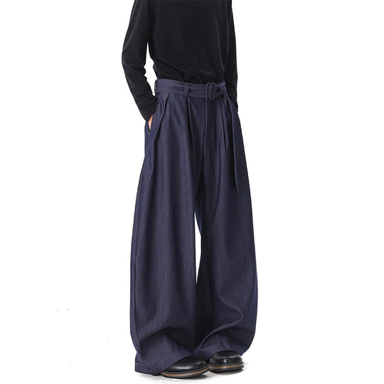 Damen Weite Paperbag-Hose mit hohem Bund, Falten und Taillengürtel Nord Taschen