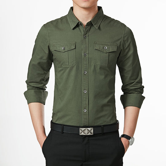 Herren Slim-Fit Oxford-Hemd mit Brustklappen und Kentkragen Nord Taschen