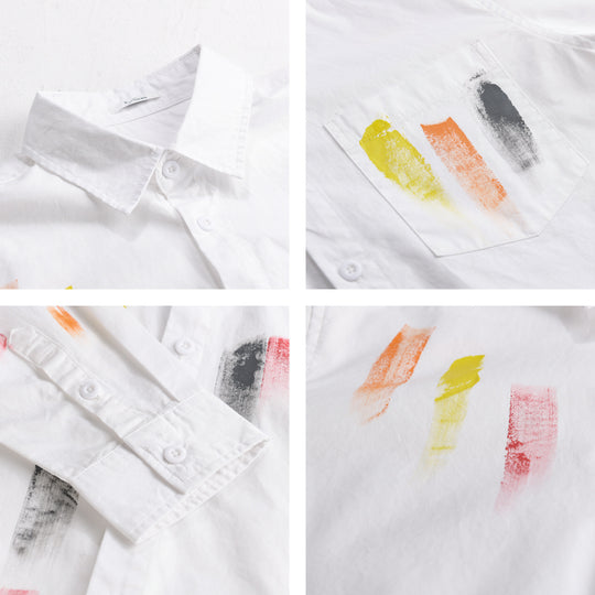 Unisex Bedrucktes Baumwoll-Overshirt im Künstlerprint mit Brusttasche Nord Taschen