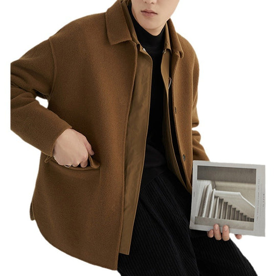 Herren Oversize Woll‑Mischjacke mit Hemdkragen und aufgesetzten Taschen Nord Taschen