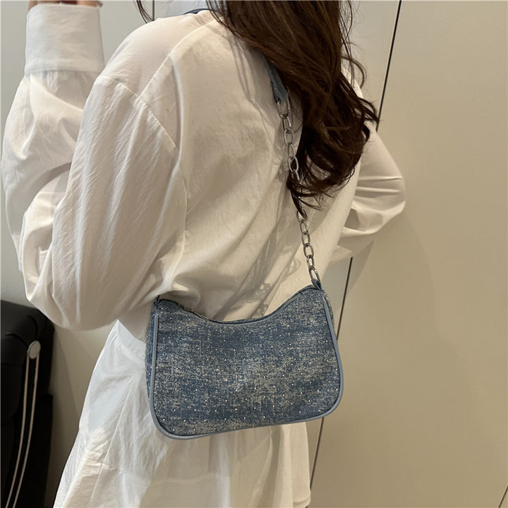 Damen modische Handtasche mit Kettenriemen und Denim-Design Nord Taschen