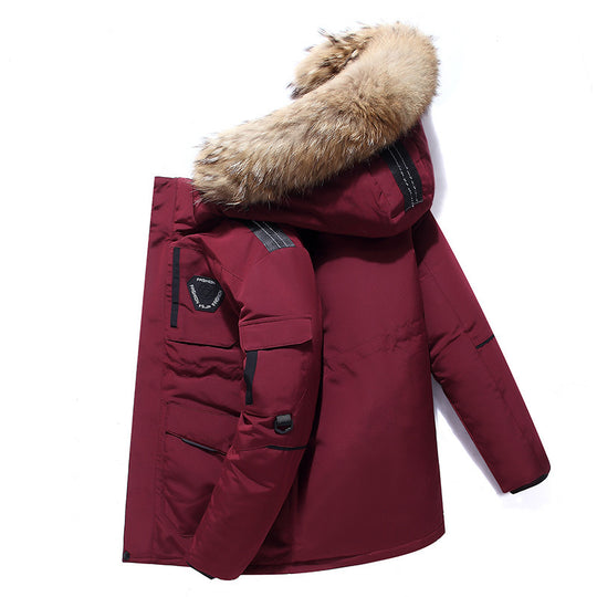 Herren Robuster Winterparka mit Kunstfellkapuze, wattierter Thermofütterung und Multifunktionstaschen Nord Taschen