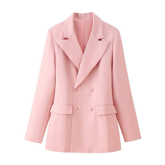 Damen 50+ taillierter Doppelreiher‑Longblazer mit oversized Revers und Pattentaschen Nord Taschen