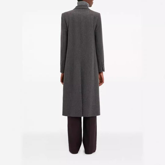 Damen Doppelreihiger Longcoat im Tailoring‑Look mit schmaler Silhouette und markanter Schulter Nord Taschen