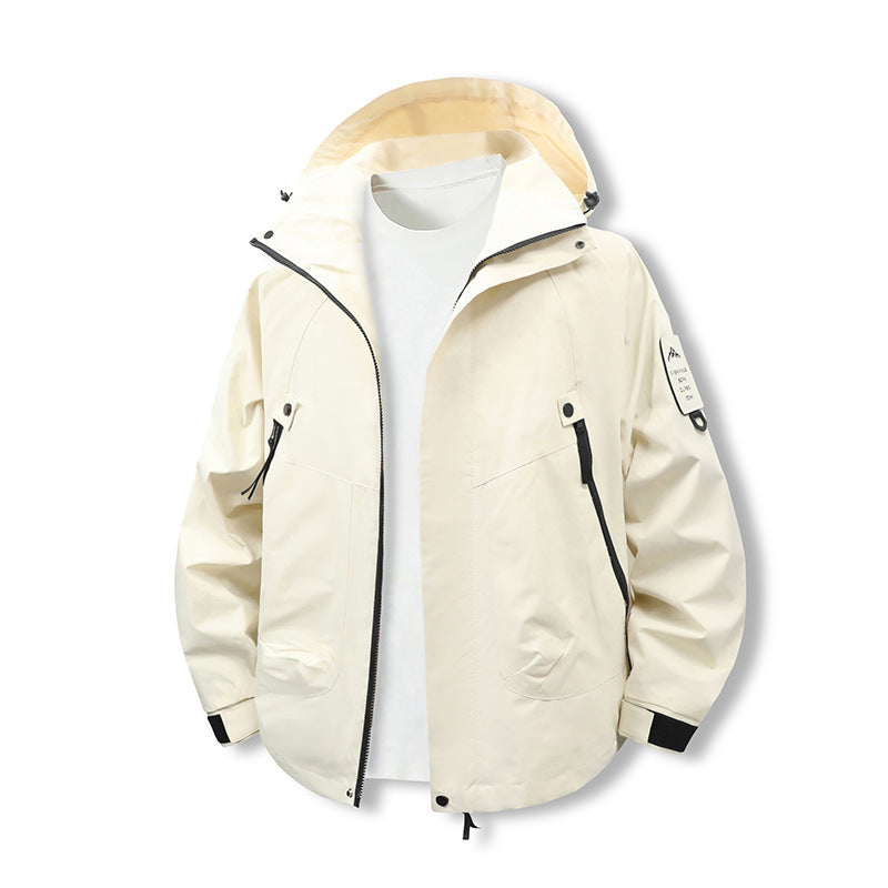 Herren Leichte wasserdichte Outdoorjacke mit Kapuze, Mehrfach-Taschen und verstellbarem Saum Nord Taschen