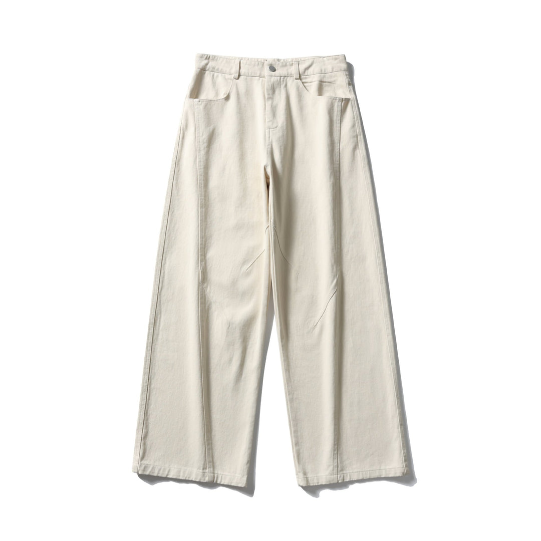 Damen Hochtaillierte weite Culotte‑Hose aus Baumwoll‑Twill mit Ziersteilnähten Nord Taschen