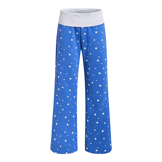 Damen Lounge-Hose mit weitem Bein, hohem Rippbund und Sternenprint Nord Taschen