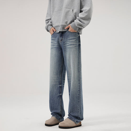 Herren Weite Denim-Jeans mit geradem Bein und Vintage-Waschung Nord Taschen