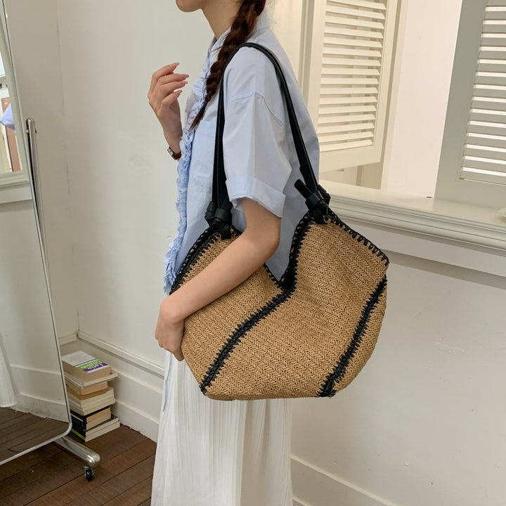 Damen Strickbeuteltasche mit einzigartigem Flechtmuster und elegantem Kordelzug Nord Taschen