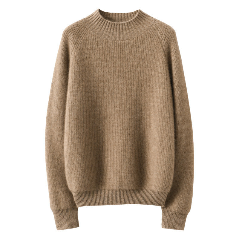 Damen Kurz-Stehkragenpullover aus feinem Feinstrick mit kaschmirähnlicher Weichheit und Raglanärmeln Nord Taschen