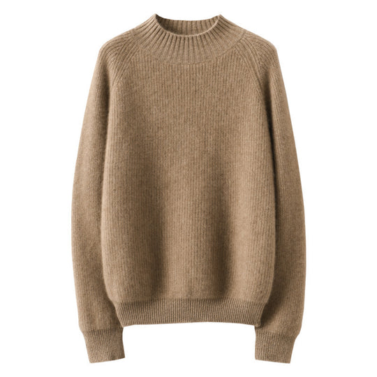 Damen Kurz-Stehkragenpullover aus feinem Feinstrick mit kaschmirähnlicher Weichheit und Raglanärmeln Nord Taschen