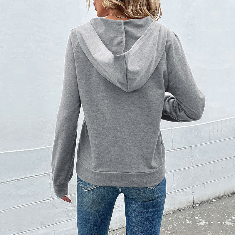 Damen Kapuzenpullover mit Zierknopfleiste, Raglanärmeln und Kängurutasche Nord Taschen