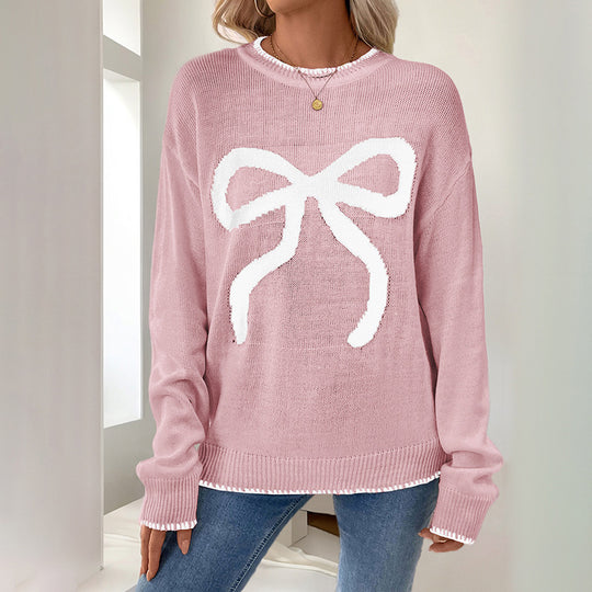 Damen Bequemer Pullover mit Schleifenmuster Nord Taschen