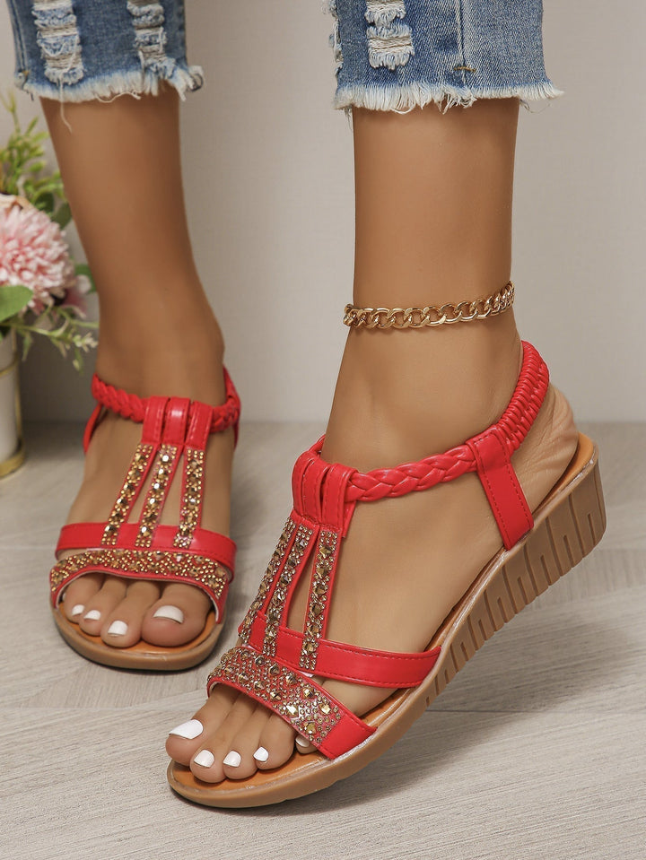 Sandalen mit Offener Zehe und Strass