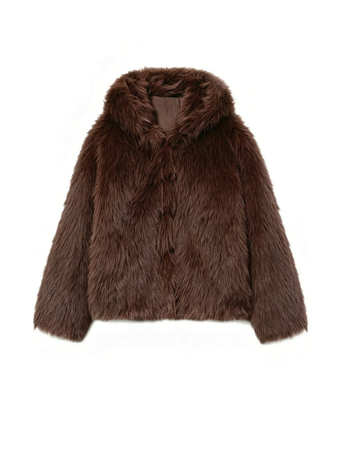 Damen Kurzblouson aus langfaserigem Shaggy‑Faux‑Fur mit hohem Schalkragen und klarer Boxy‑Silhouette Nord Taschen