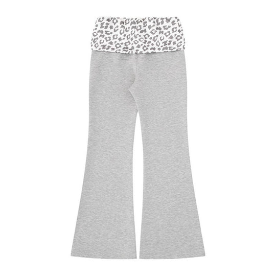Damen Weite Jersey-Loungehose mit ausgestelltem Schlag und umgeschlagenem Leo-Bund Nord Taschen