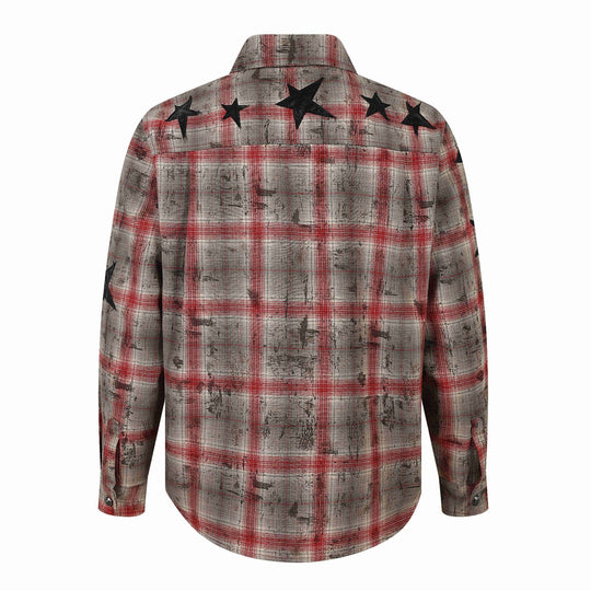 Damen Hemdenjacke im Oversize‑Schnitt mit Sternapplikationen Nord Taschen