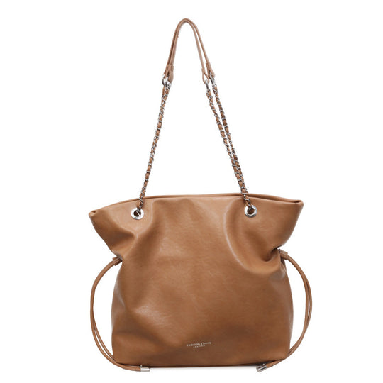 Damen Hobo-Tasche aus hochwertigem Kunstleder mit dekorativem Kettenakzent Nord Taschen