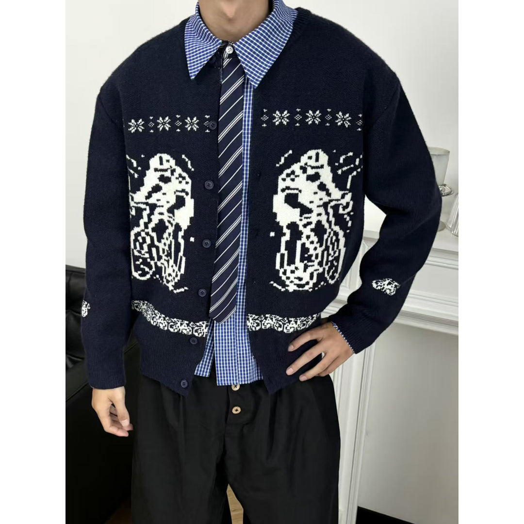 Damen Gemütlicher Grobstrickpullover mit grafischem Motiv Nord Taschen