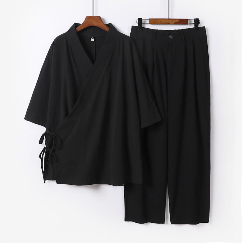 Unisex Kimono-Freizeit-Set mit Wickeloberteil und elastischer Bundhose Nord Taschen