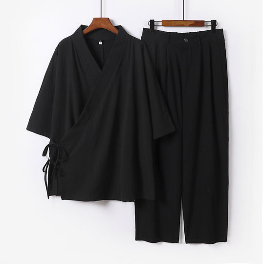 Unisex Kimono-Freizeit-Set mit Wickeloberteil und elastischer Bundhose Nord Taschen