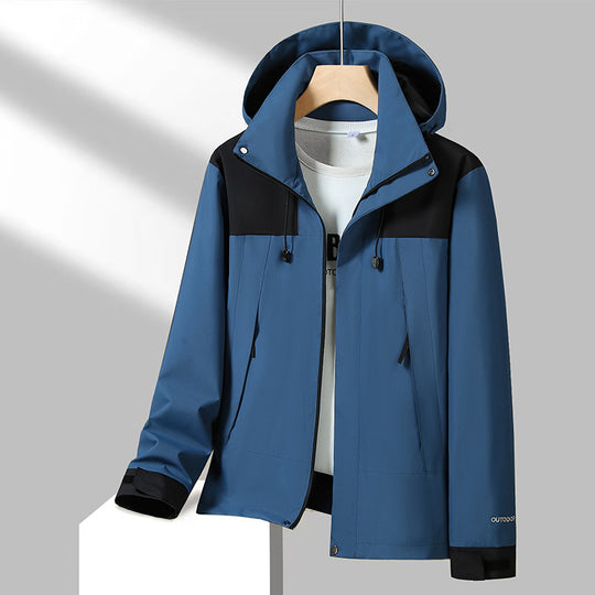 Herren Leichte Softshelljacke mit Kontrast-Schulter, verstellbarer Kapuze und wasserabweisender Membran Nord Taschen