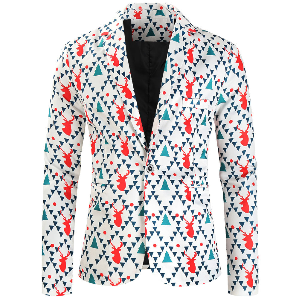 Damen Weihnachtliches Slim-Fit-Sakko mit Allover Rentier- und Tannenbaum-Print Nord Taschen