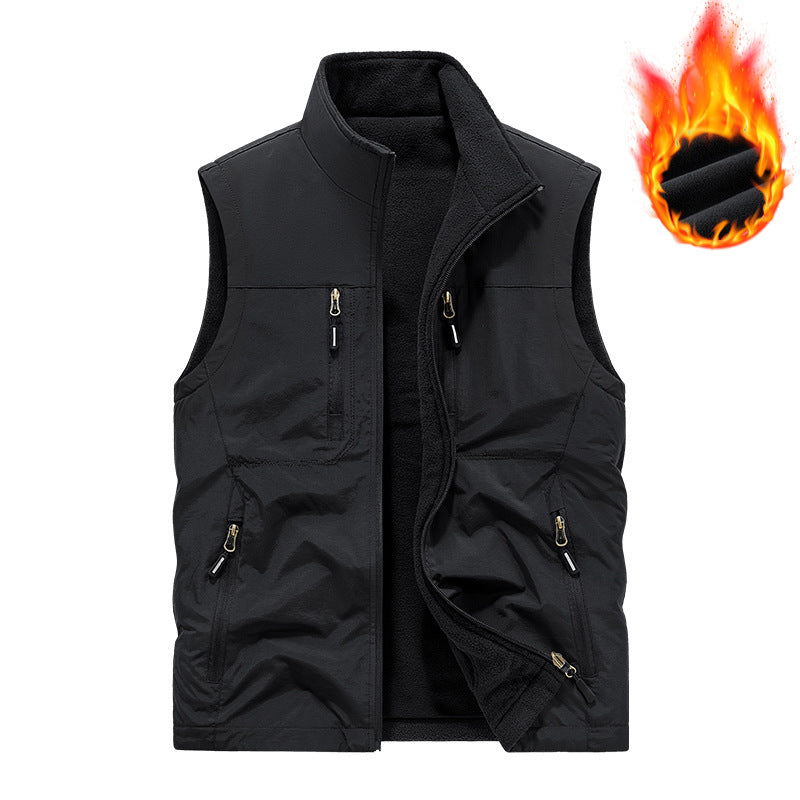 Herren Gefütterte Outdoor-Thermoweste mit Fleece-Innenfutter, Reißverschlusstaschen & winddichter Außenlage Nord Taschen