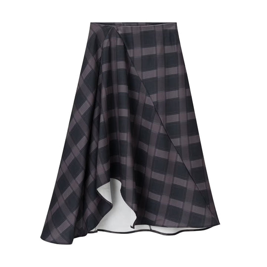 Damen Asymmetrischer Midirock mit Karomuster und ausgestellter A‑Linie Nord Taschen