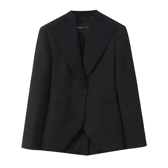 Damen Taillierter Ein-Knopf-Blazer mit breitem Schalkragen und schmaler Silhouette Nord Taschen