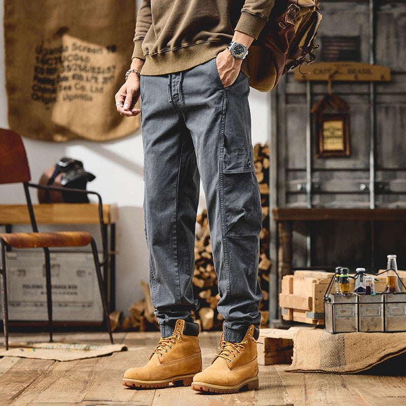 Herren Cargo-Joggerhose aus Baumwoll-Twill mit Kordelzug, Cargotaschen und elastischen Bündchen Nord Taschen