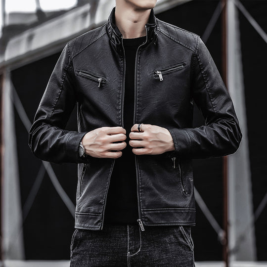 Herren Stilvolle Kunstlederjacke Nord Taschen
