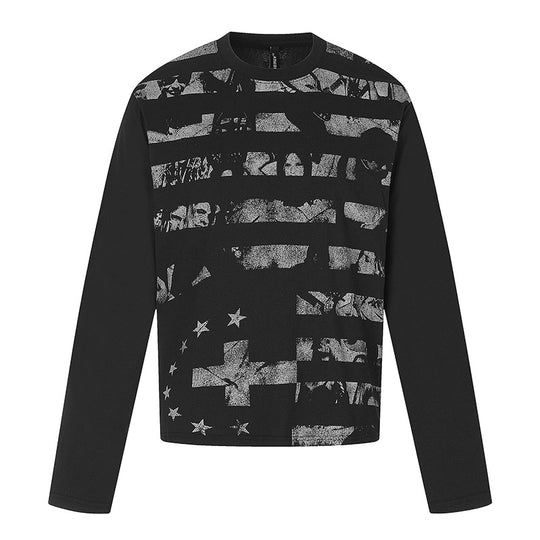 Herren Langarmshirt mit Strukturprint und flaggeninspiriertem Grafikmix Nord Taschen