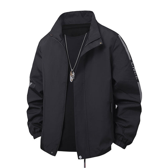 Herren Minimalistische technische Freizeitjacke mit hohem Kragen, verdecktem Reißverschluss und elastischen Bündchen Nord Taschen