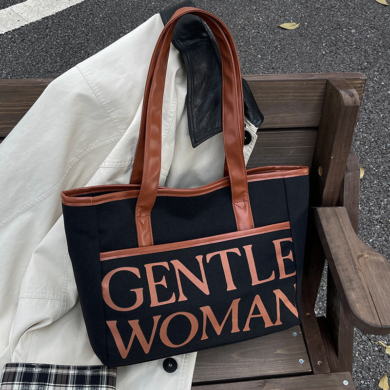 Damen Jute-Tragetasche mit stilvollem Schriftzug Nord Taschen